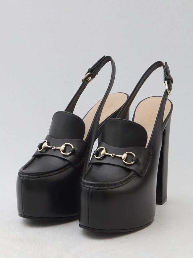 Gucci Horsebit Platform Slingback Loafers