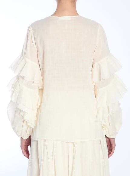 Zimmermann Ruffled Ivory Blouse