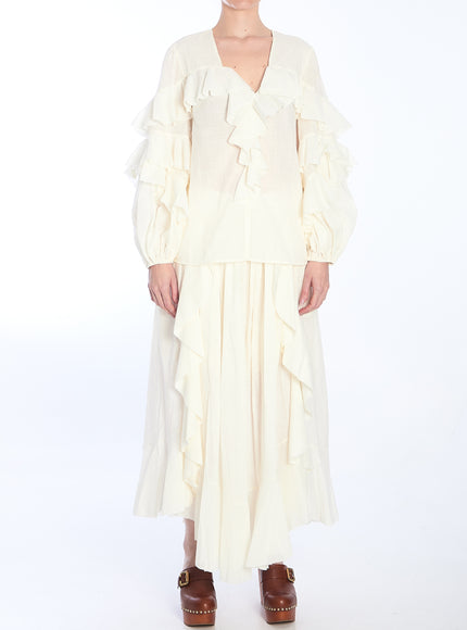 Zimmermann Ruffled Ivory Blouse