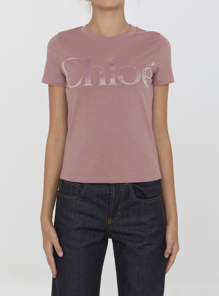 Chloe Logo Pink Jersey T-shirt