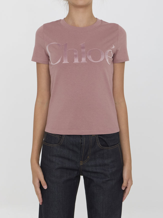 Chloe Logo Pink Jersey T-shirt