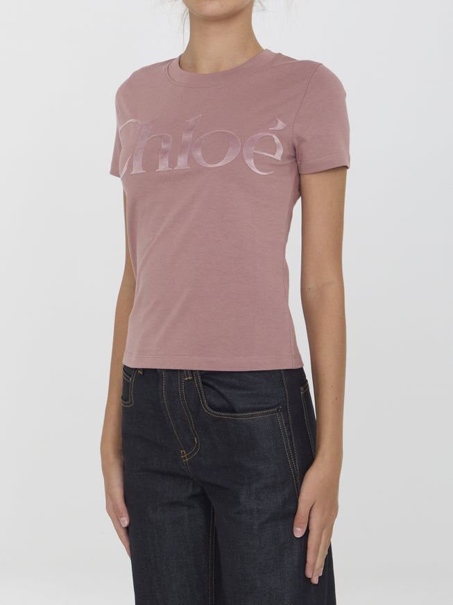 Chloe Logo Pink Jersey T-shirt