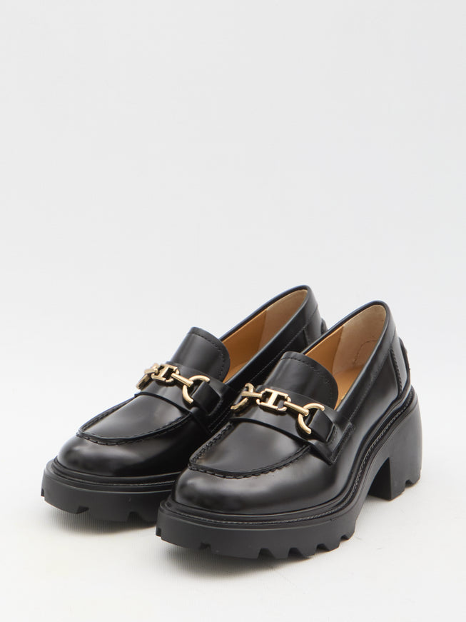 Tod's Brushed Leather Loafers with Chain