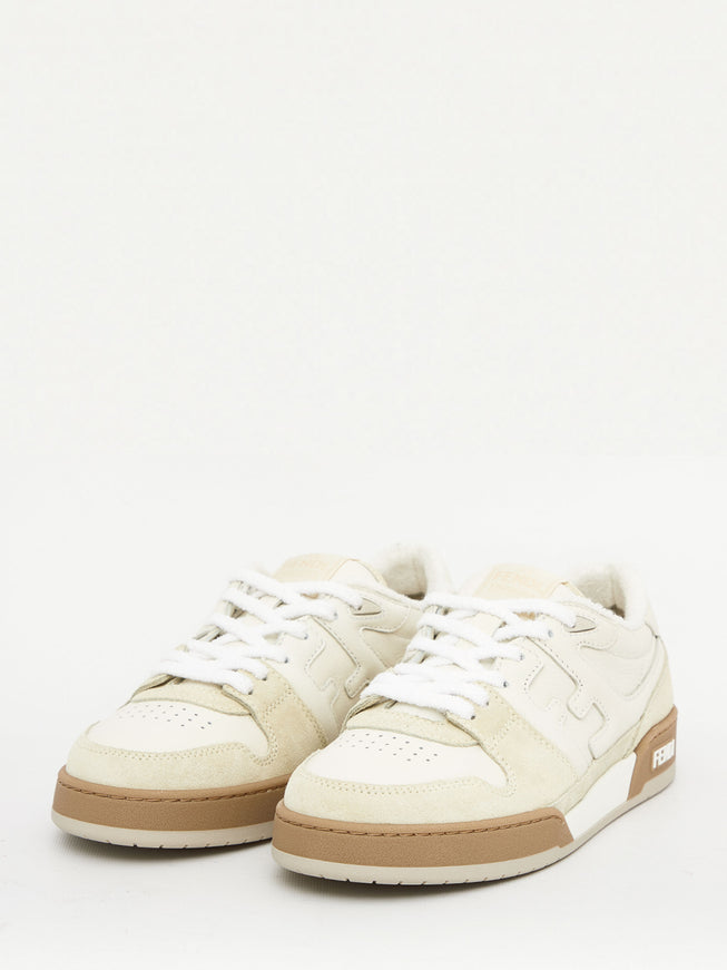 Fendi Men's Match Sneakers In White-Beige