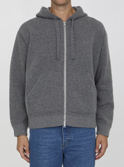 Roberto Collina Zip-up Hooded Sweater In Gray