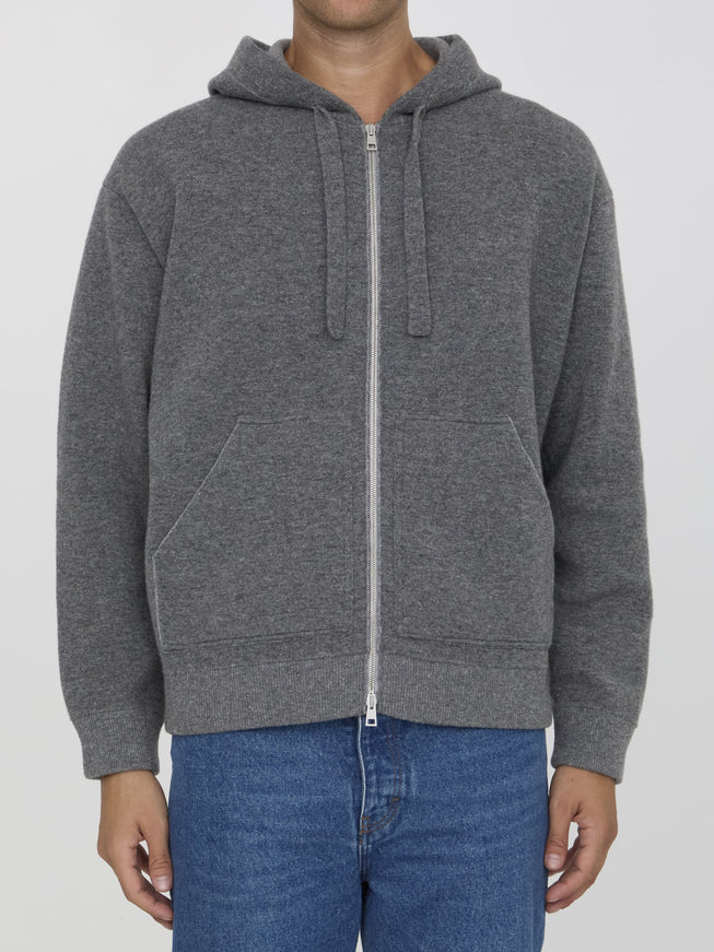 Roberto Collina Zip-up Hooded Sweater In Gray