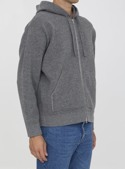 Roberto Collina Zip-up Hooded Sweater In Gray