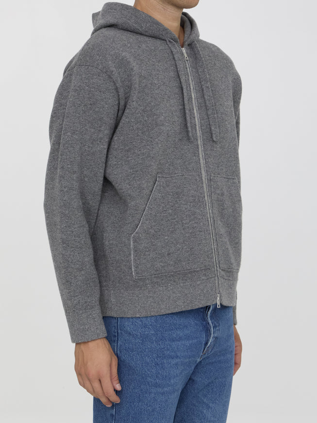 Roberto Collina Zip-up Hooded Sweater In Gray