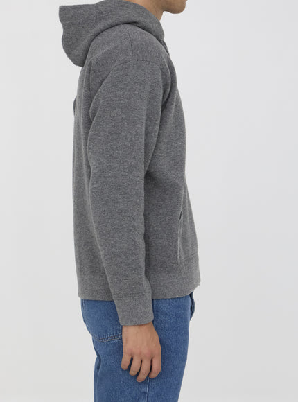 Roberto Collina Zip-up Hooded Sweater In Gray