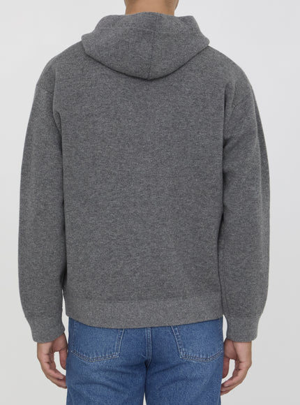 Roberto Collina Zip-up Hooded Sweater In Gray