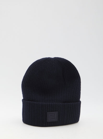 Fendi Beanie In Navy Wool And Cashmere