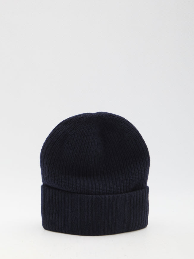 Fendi Beanie In Navy Wool And Cashmere