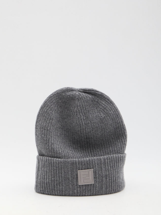 Fendi Gray Beanie In Soft Wool And Cashmere