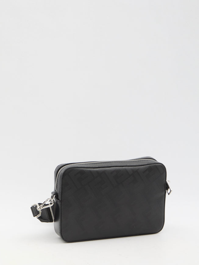 Fendi Men's Diagonal FF Motif Camera Case Bag In Black Leather