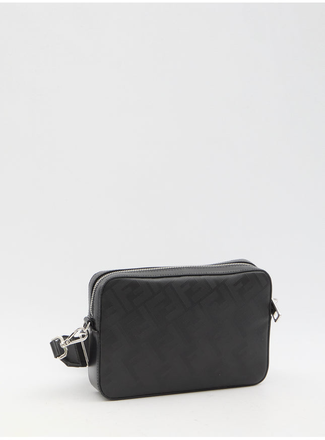 Fendi Men's Diagonal FF Motif Camera Case Bag In Black Leather