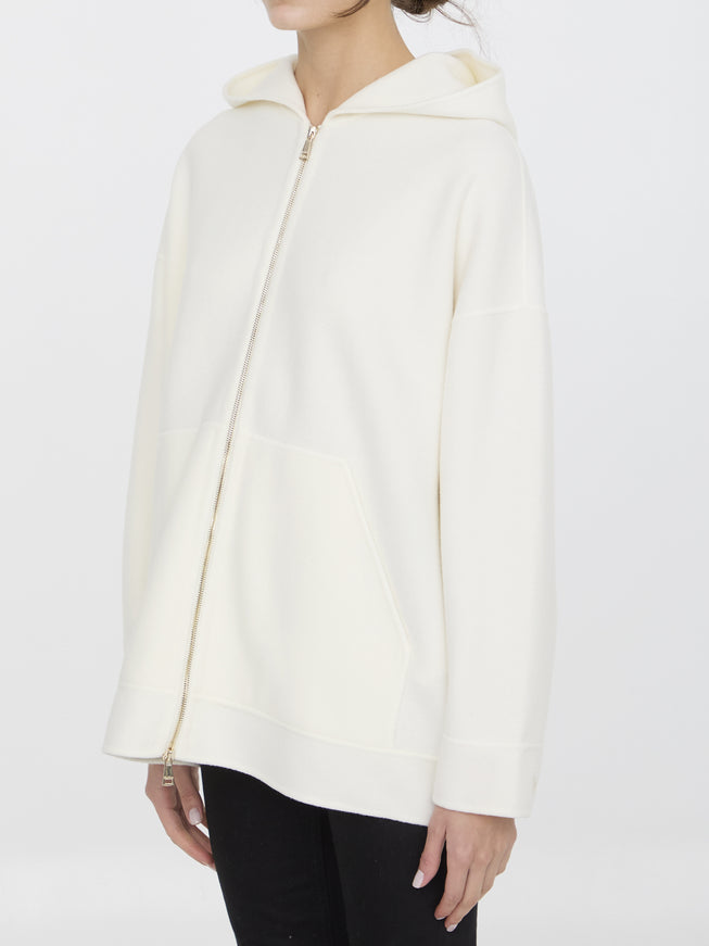 Max Mara Saio Zip-up Hoodie In White Wool