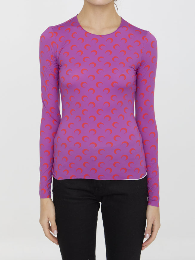 Marine Serre Long Sleeved Moon Printed Top