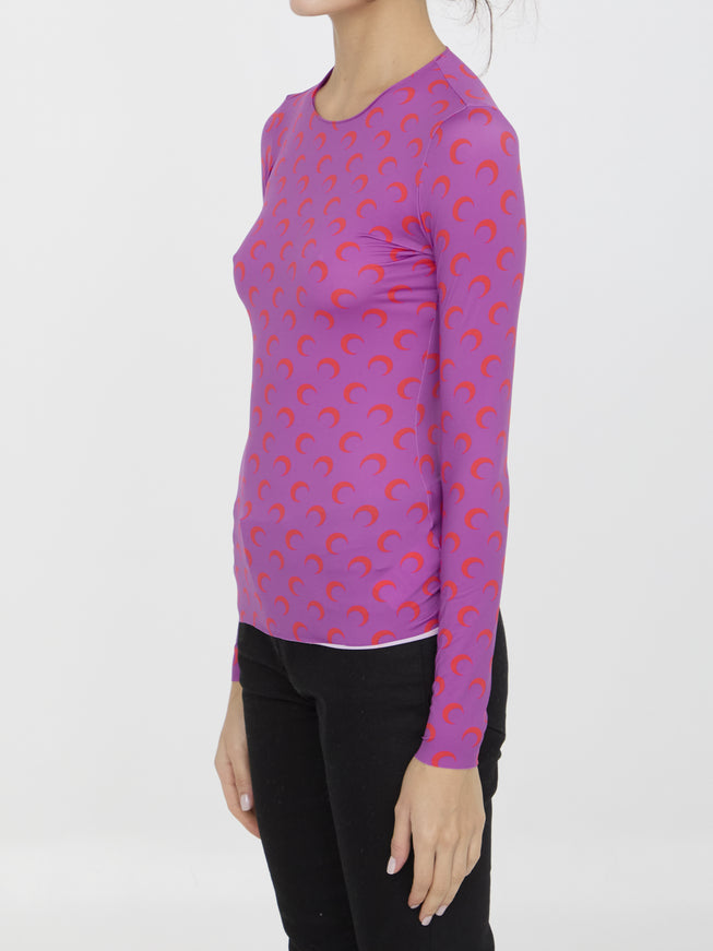 Marine Serre Long Sleeved Moon Printed Top