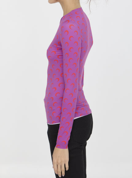 Marine Serre Long Sleeved Moon Printed Top