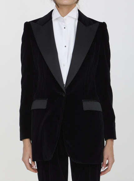 Dolce & Gabbana Velvet Tuxedo Jacket In Black