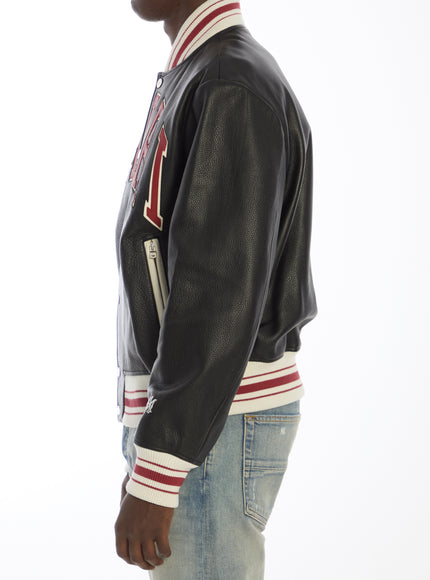 Amiri Varsity Logo Leather Bomber Jacket