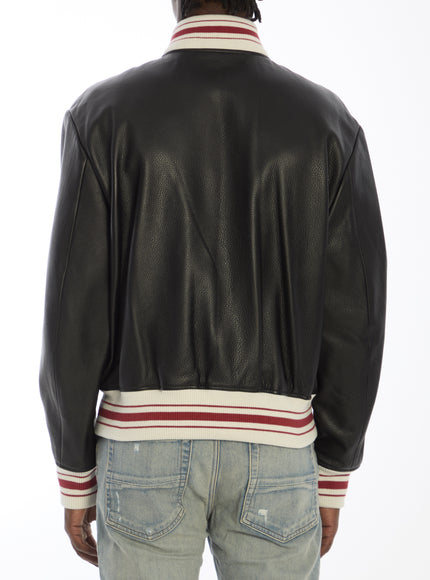 Amiri Varsity Logo Leather Bomber Jacket