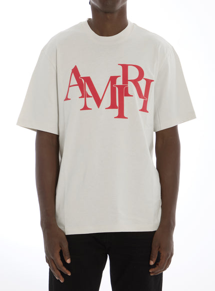 Amiri Staggered T-shirt In Light Beige