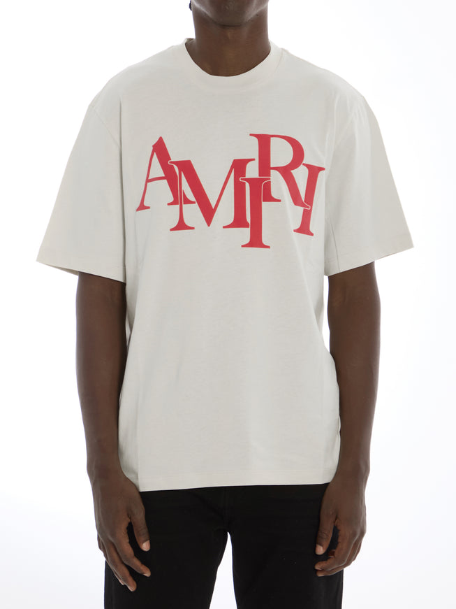 Amiri Staggered T-shirt In Light Beige