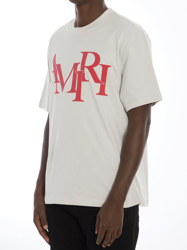 Amiri Staggered T-shirt In Light Beige