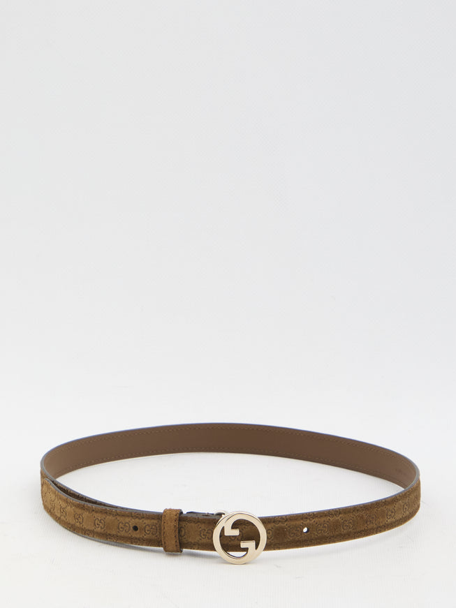 Gucci Blondie Slim Belt In Brown Leather