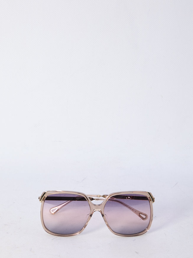 Chloe Square Sunglasses In Pink-Gold