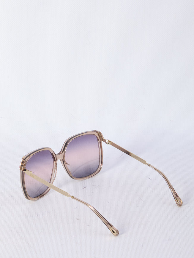 Chloe Square Sunglasses In Pink-Gold