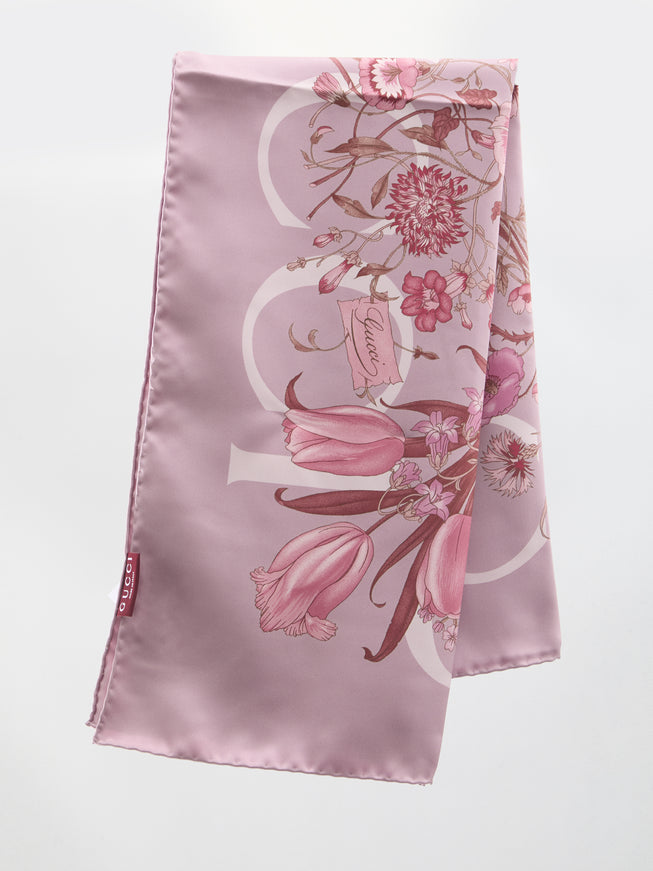 Gucci Printed Silk Carré In Pink