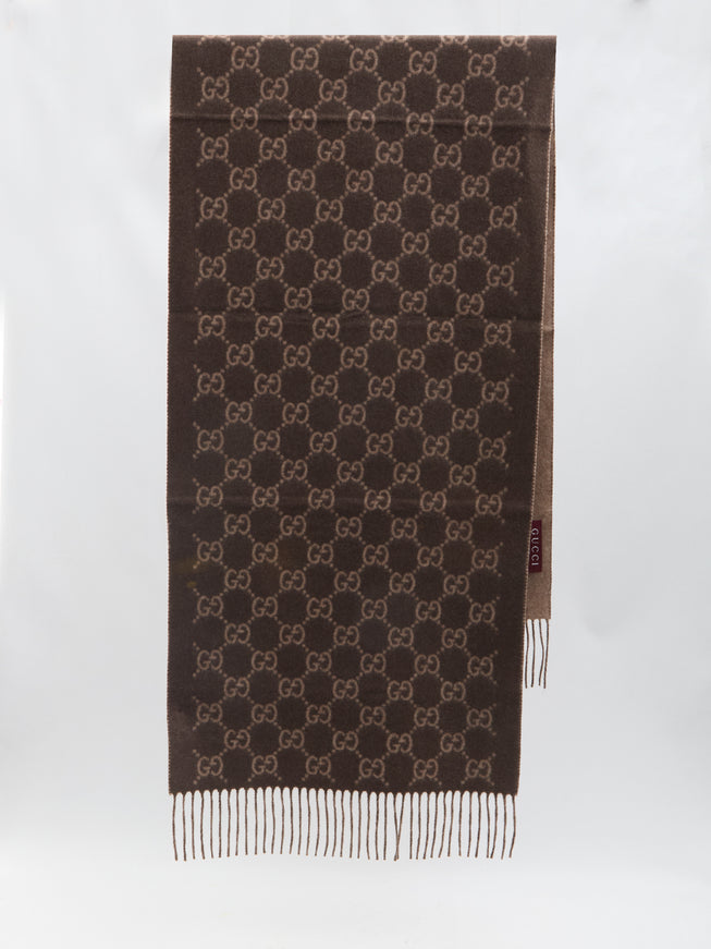 Gucci GG Cashmere Scarf In Beige