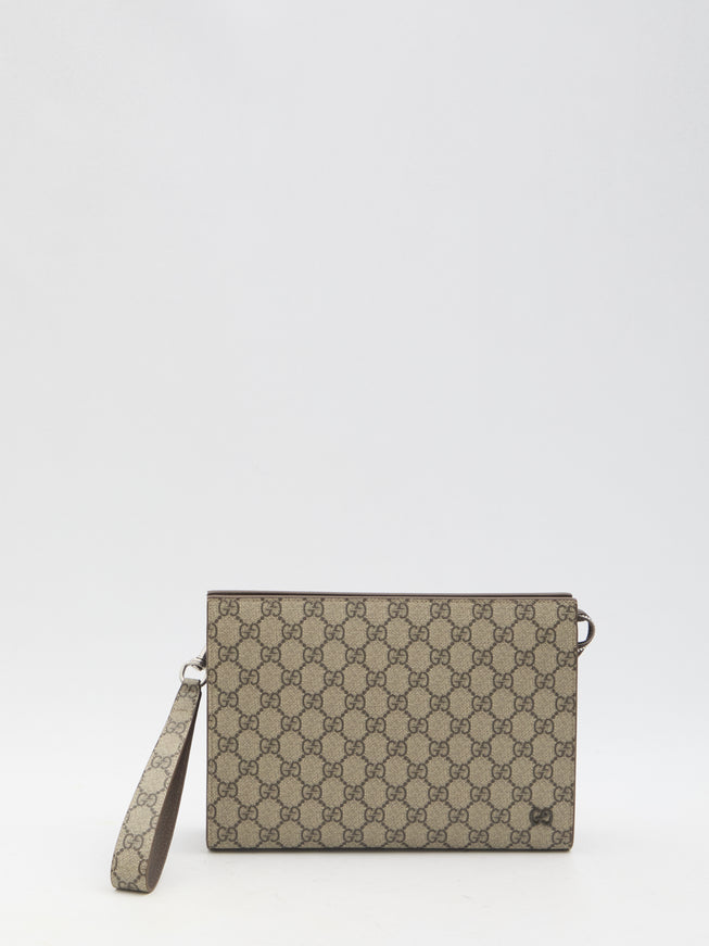 Gucci GG Canvas Logo Pouch in Beige