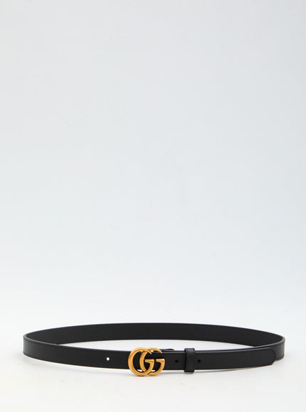 Gucci GG Marmont Thin Belt In Black Leather