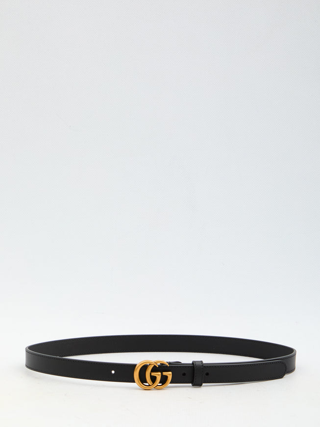 Gucci GG Marmont Thin Belt In Black Leather