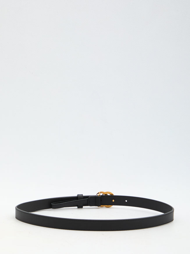 Gucci GG Marmont Thin Belt In Black Leather