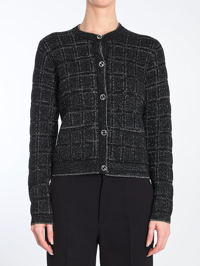 Gucci Wool And Lamé Check Cardigan