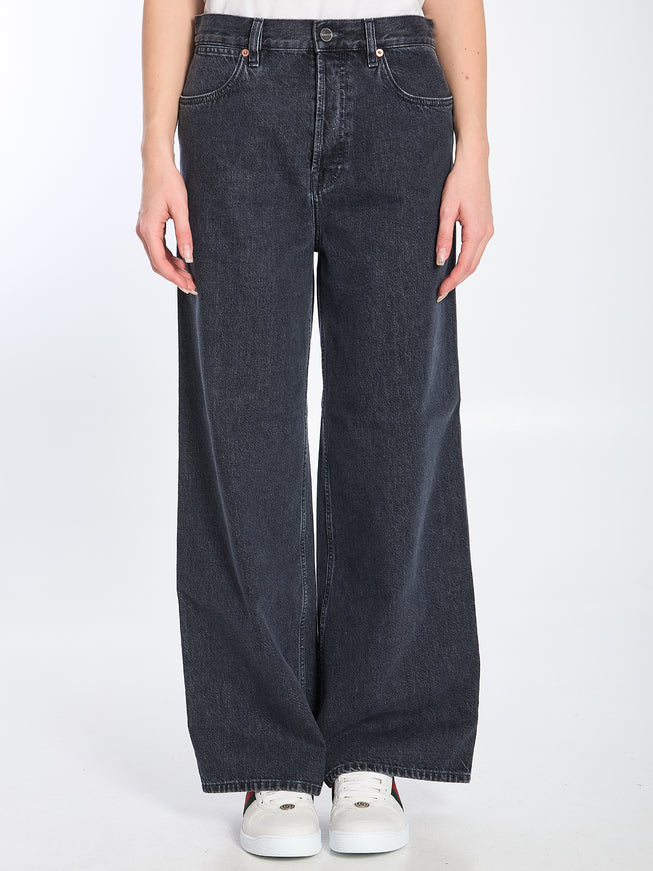 Gucci Wide Leg Denim Trousers