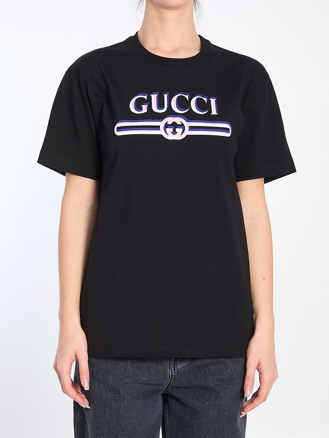 Gucci Printed Logo T-shirt In Black