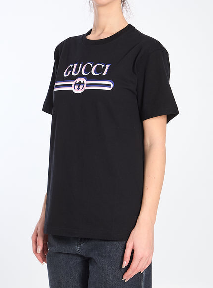 Gucci Printed Logo T-shirt In Black