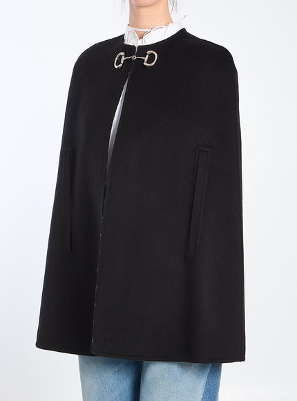 Gucci Horsebit-Embellished Wool And Silk-Blend Cape