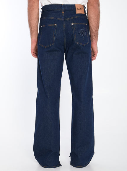 Gucci Men's Baggy Jeans In Dark Blue