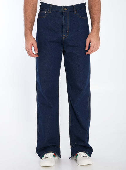 Gucci Men's Baggy Jeans In Dark Blue