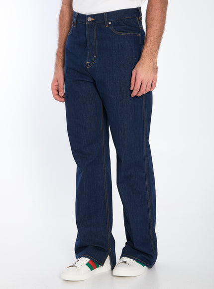 Gucci Men's Baggy Jeans In Dark Blue