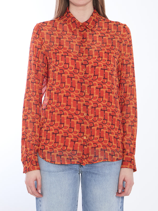 Gucci Printed Silk Blouse In Orange