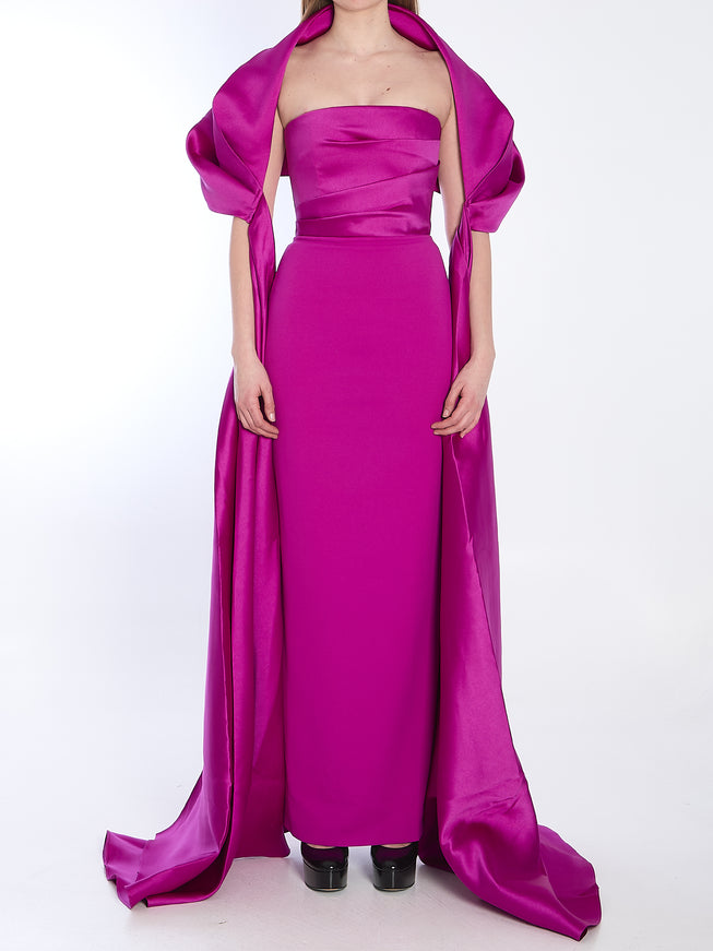 Solace London The Vera Maxi Dress in Fuchsia