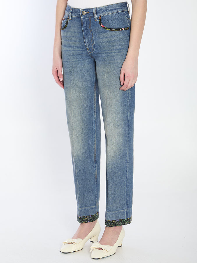 Valentino Garavani Floral Print Jeans