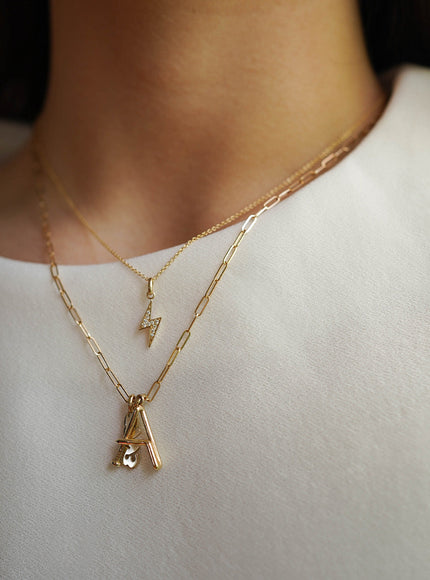 Zoe Lev Diamond Lightning Bolt Necklace